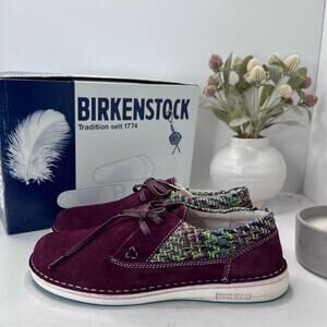Birkenstocks Memphis Suede/Textile Shoes Burgundy Men 8/Women 10 EU 41 NWB